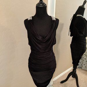Papaya / Beaded Black Dress